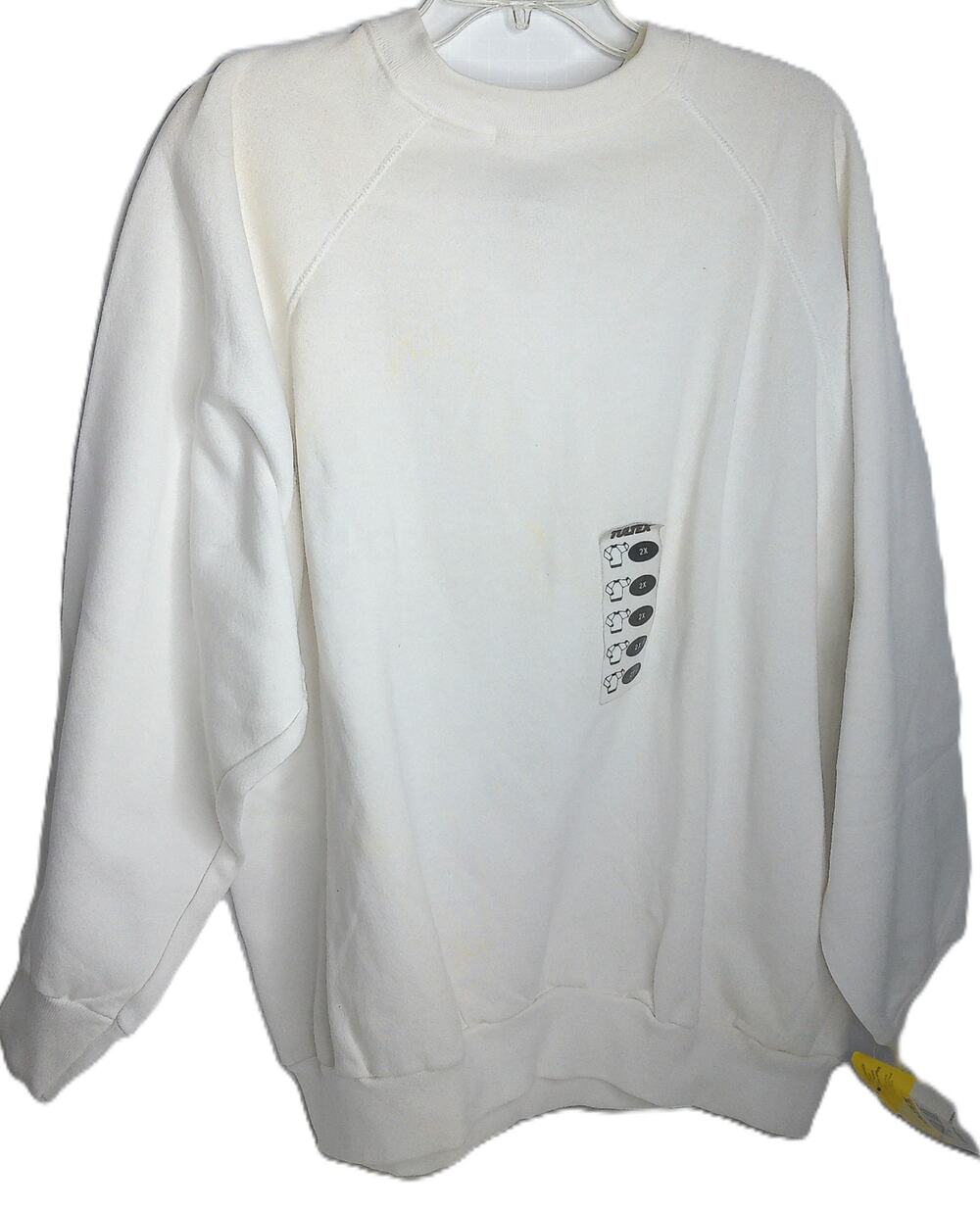 Vintage Tultex White Raglan Sweatshirt Made in USA Size 2X READ